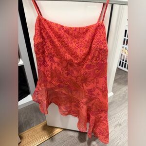 Urban Outfitters Pink and Orange Paisley Tank Top